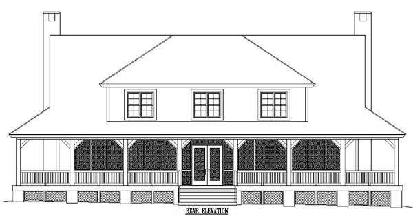 Country Rear Elevation of Plan 45724