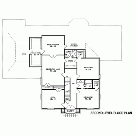 House Plan 45726 Second Level Plan