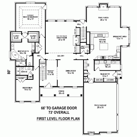 House Plan 45753 First Level Plan