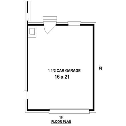 Garage Plan 45768 - 1 Car Garage First Level Plan