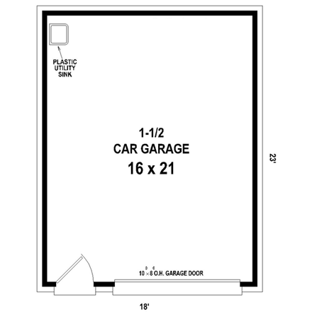 Garage Plan 45772 - 1 Car Garage First Level Plan