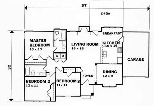 Ranch Level One of Plan 45806