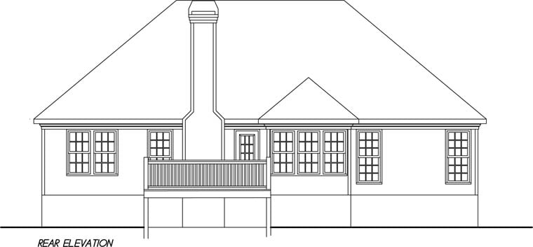 European Traditional Rear Elevation of Plan 45808