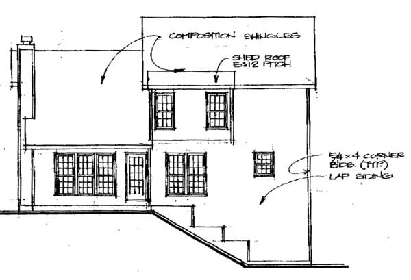 Traditional Rear Elevation of Plan 45816