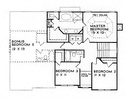 House Plan 45825 Second Level Plan
