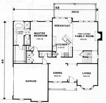 House Plan 45827 First Level Plan