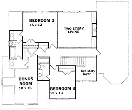 House Plan 45830 Second Level Plan