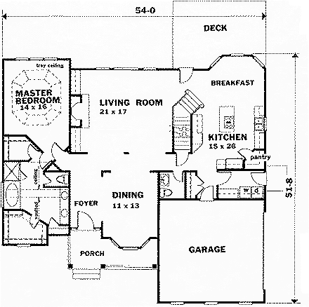 House Plan 45837 First Level Plan
