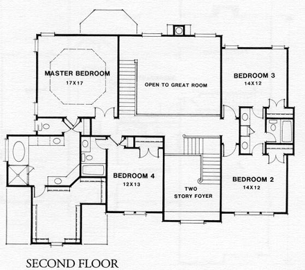 House Plan 45848 Second Level Plan