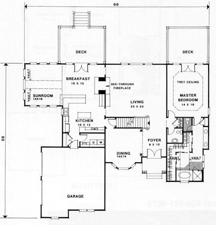 House Plan 45849 First Level Plan