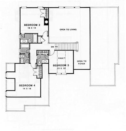 House Plan 45849 Second Level Plan