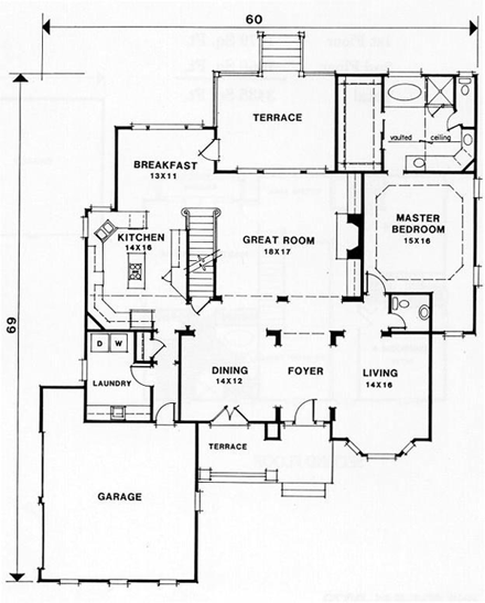 House Plan 45851 First Level Plan