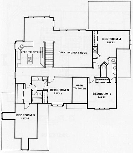House Plan 45851 Second Level Plan