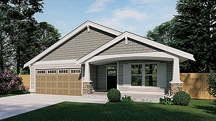 Cottage Craftsman Ranch Elevation of Plan 46267