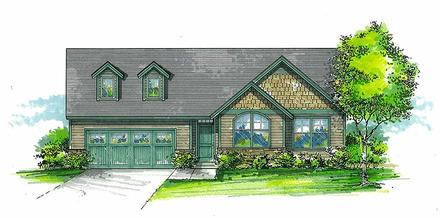 Craftsman Ranch Traditional Elevation of Plan 46271
