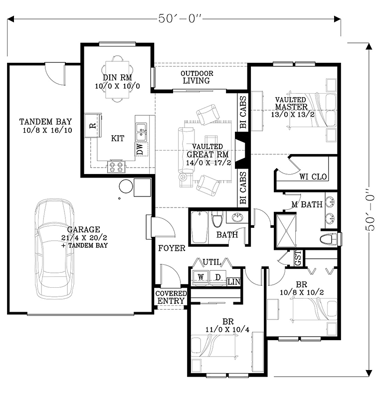 Craftsman Ranch Traditional Level One of Plan 46272