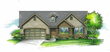Craftsman Ranch Traditional Elevation of Plan 46272