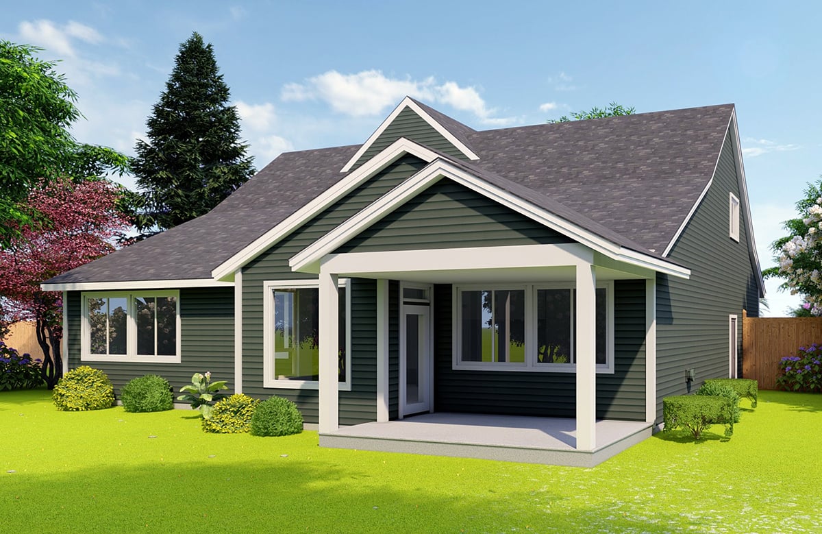 Craftsman Traditional Rear Elevation of Plan 46275