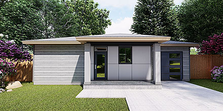 Contemporary Cottage Florida Ranch Elevation of Plan 46284