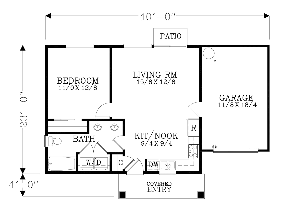 Contemporary Cottage Ranch Southwest Level One of Plan 46285