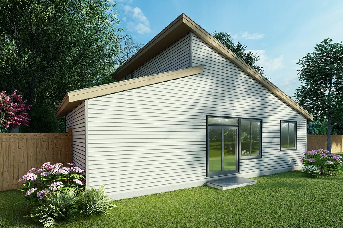 Contemporary Cottage Ranch Southwest Rear Elevation of Plan 46285