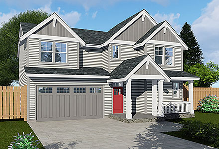Cape Cod Coastal Cottage Country Craftsman Traditional Elevation of Plan 46286