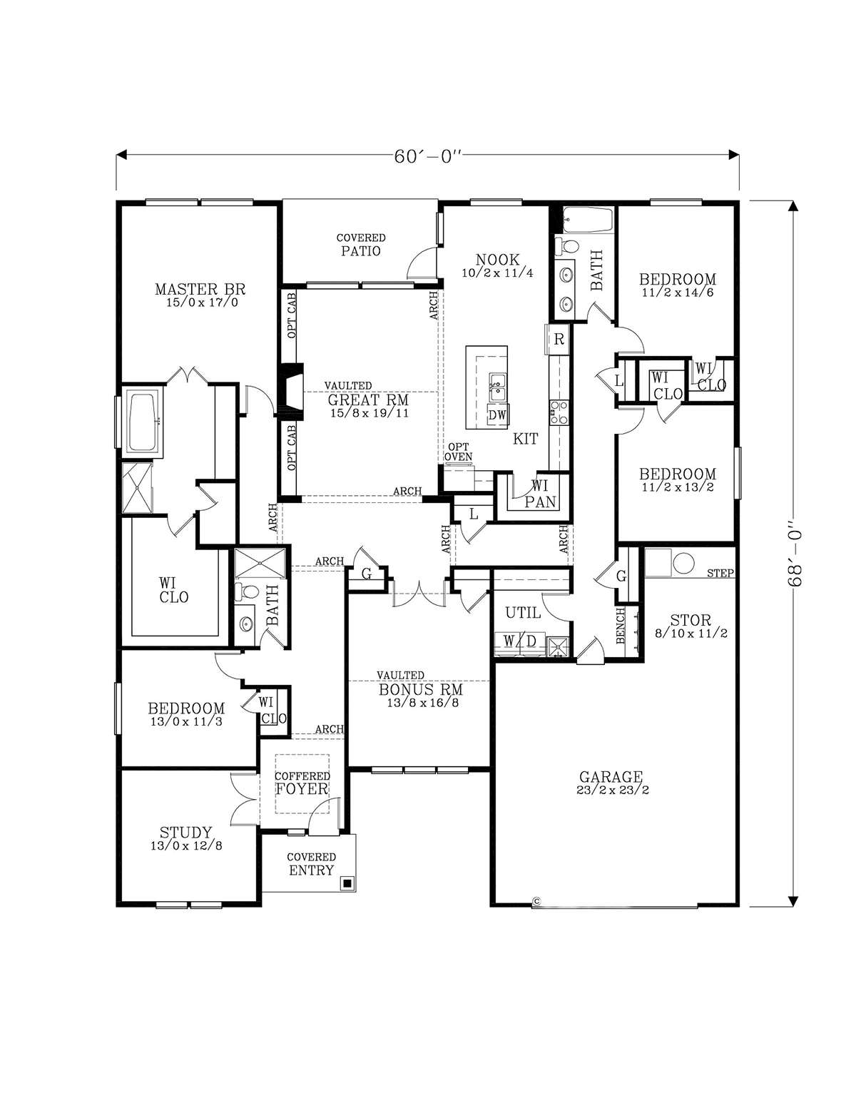 Country Craftsman Farmhouse Ranch Southern Traditional Level One of Plan 46287