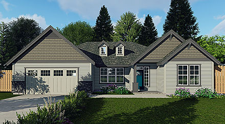 Country Craftsman Farmhouse Ranch Southern Traditional Elevation of Plan 46287