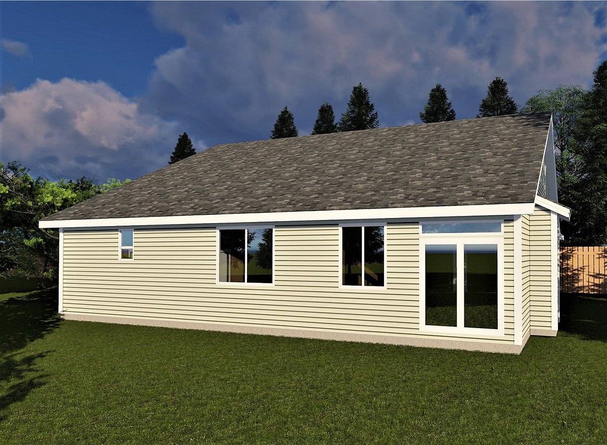 Cape Cod Cottage Country Craftsman Ranch Rear Elevation of Plan 46299