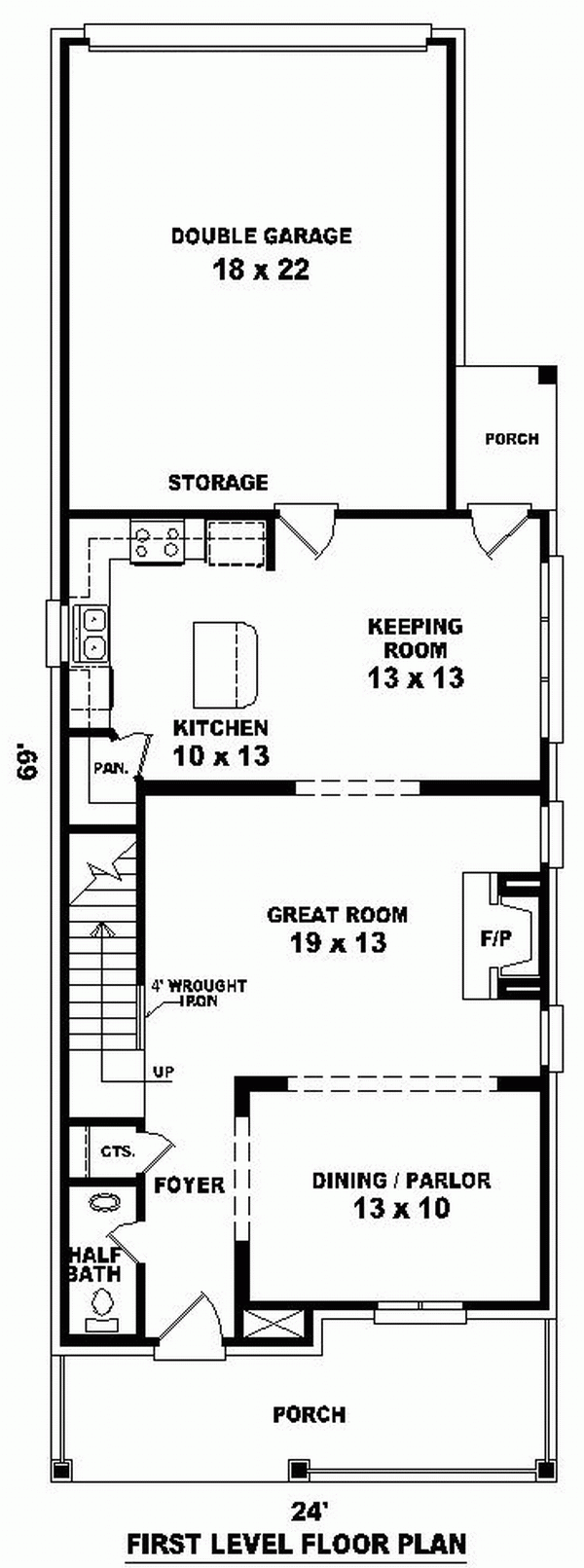 Narrow Lot Southern Level One of Plan 46334