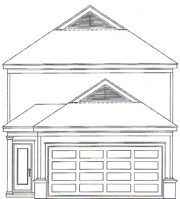 Country Narrow Lot Rear Elevation of Plan 46345