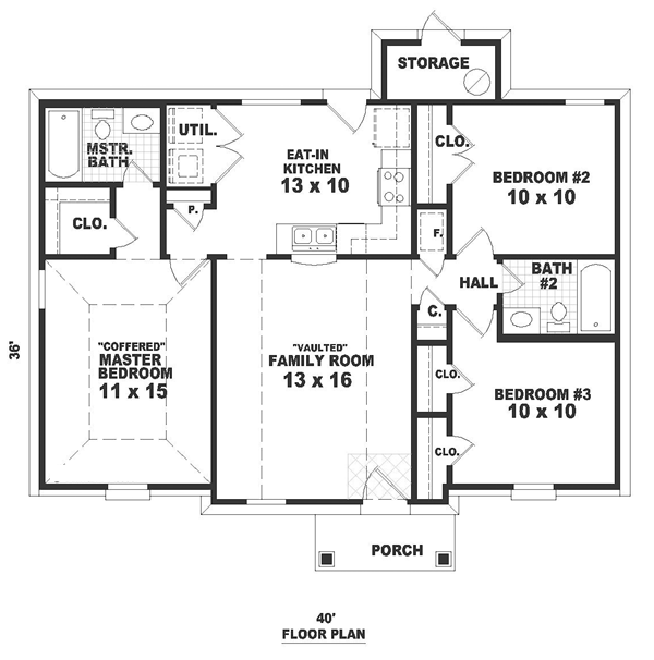 Narrow Lot One-Story Ranch Level One of Plan 46347