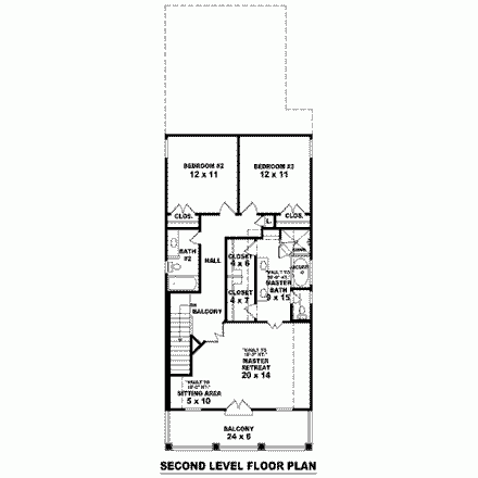 House Plan 46347 Second Level Plan