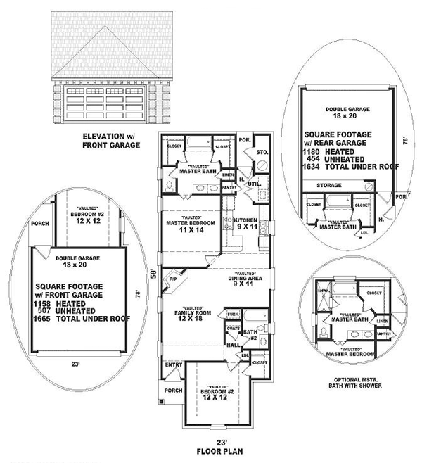 Narrow Lot One-Story Ranch Level One of Plan 46354