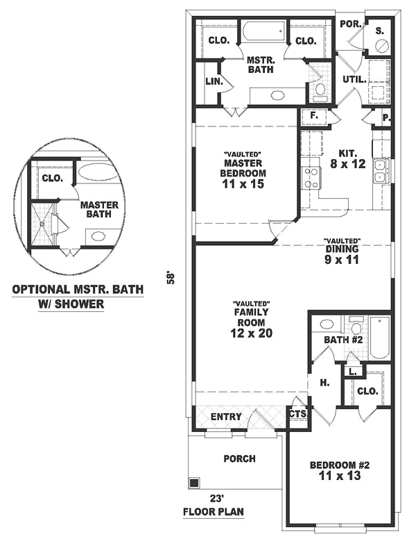 Narrow Lot One-Story Ranch Level One of Plan 46355