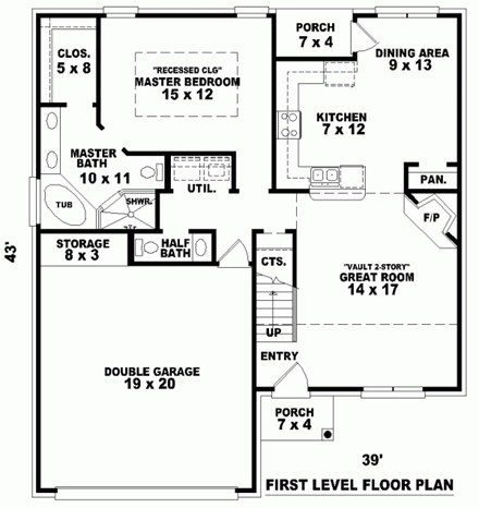 House Plan 46371 First Level Plan