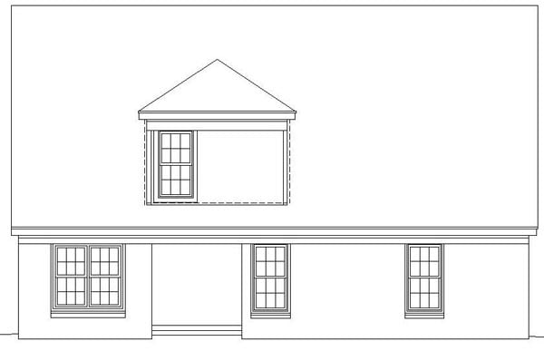 Traditional Rear Elevation of Plan 46371