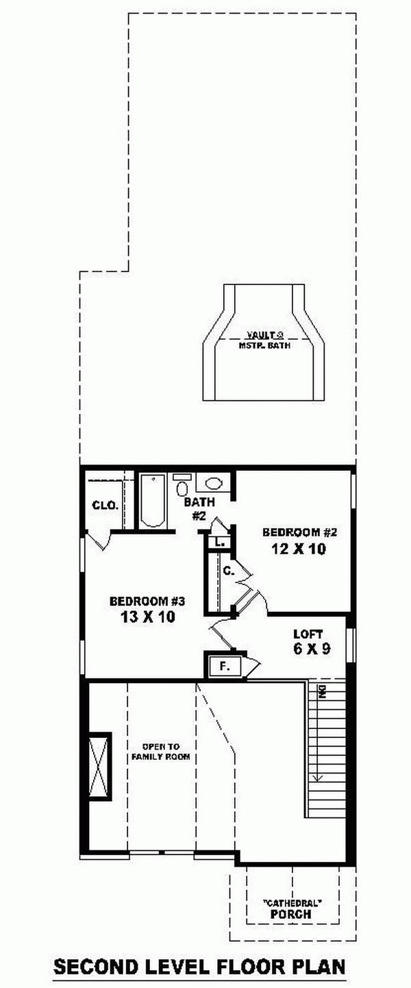 Narrow Lot One-Story Traditional Level Two of Plan 46373