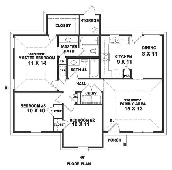 Narrow Lot One-Story Ranch Level One of Plan 46379