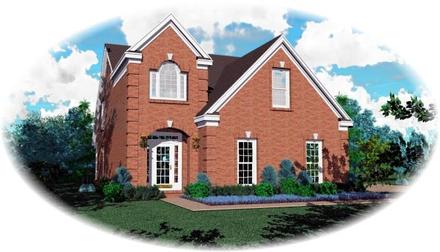 Narrow Lot Traditional Elevation of Plan 46381