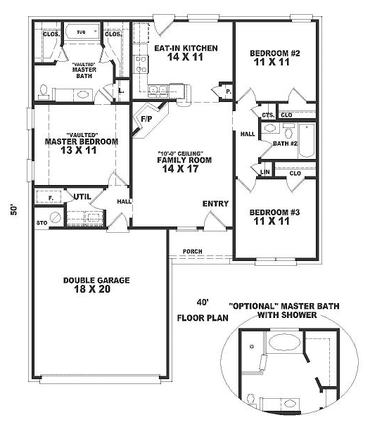 Narrow Lot One-Story Ranch Level One of Plan 46383