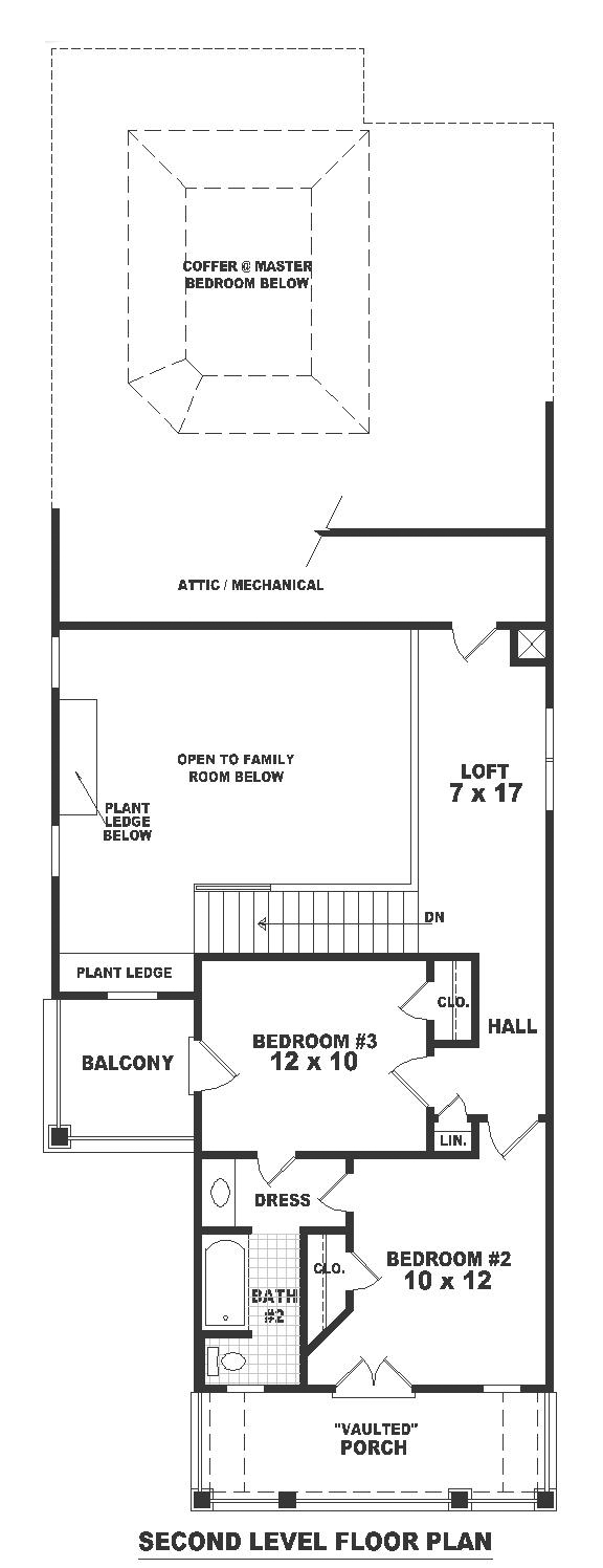 Narrow Lot One-Story Traditional Level Two of Plan 46384