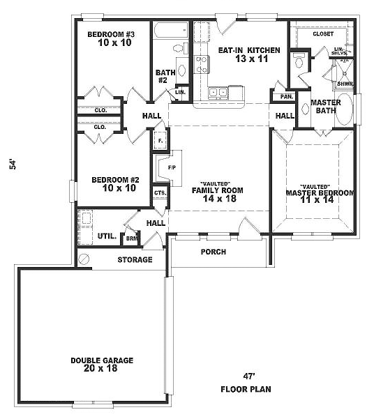 One-Story Ranch Level One of Plan 46386