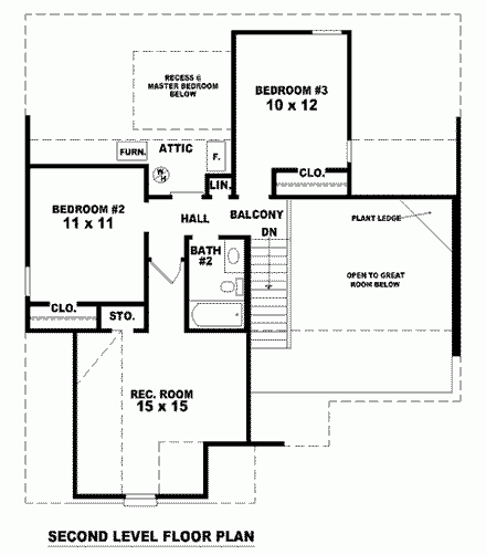 House Plan 46386 Second Level Plan