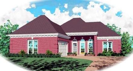 One-Story Ranch Elevation of Plan 46386