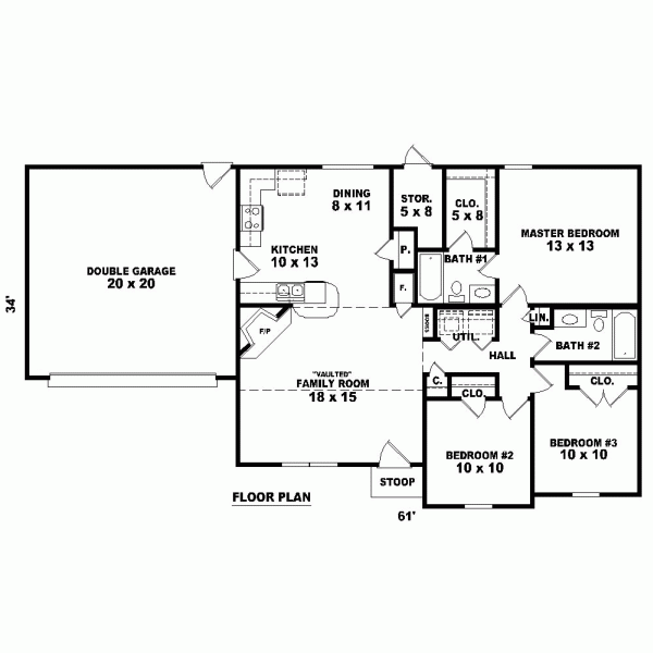 One-Story Level One of Plan 46387