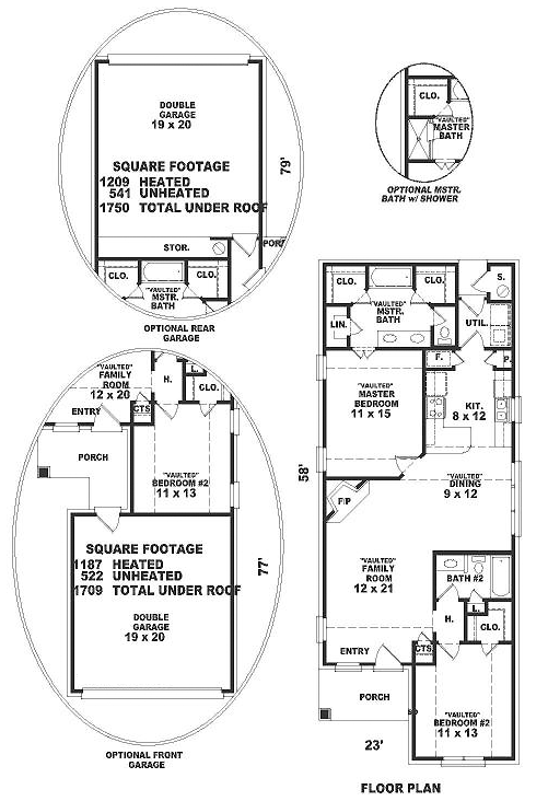 Narrow Lot One-Story Ranch Level One of Plan 46391