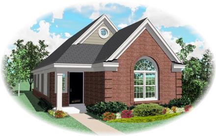 Narrow Lot One-Story Traditional Elevation of Plan 46394