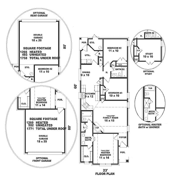 Narrow Lot One-Story Ranch Level One of Plan 46398