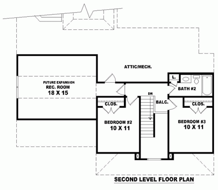 House Plan 46402 Second Level Plan